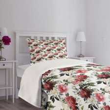 Flower Roses Buds Bedspread Set