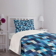 Blue Toned Hexagons Bedspread Set