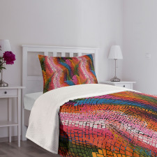 Colorful Wavy Mosaic Bedspread Set