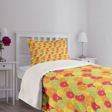 Orange Lemon Fruits Bedspread Set