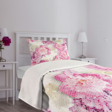 Mosaic Peony Flowers Art Bedspread Set