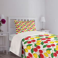 Graphic Colored Cherries Bedspread Set