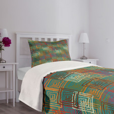 Grunge Folk Rainbow Bedspread Set