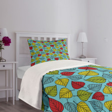 Falling Leaves on Blue Bedspread Set