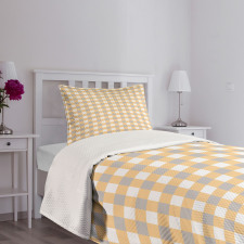 Checkered Shabby Old Bedspread Set