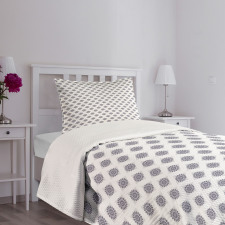 Grey Squares Flowers Bedspread Set