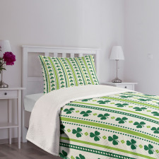 Irish Clovers Lines Dots Bedspread Set