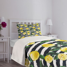 Fresh Lemons Striped Bedspread Set