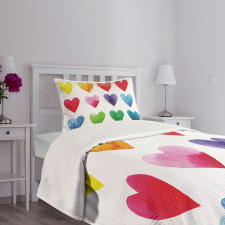 Rainbow Colors Hearts Bedspread Set