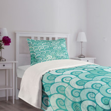 Swirled Spiral Sea Waves Bedspread Set