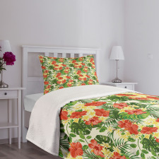 Exotic Flowers Pattern Bedspread Set