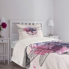 Skull Dragonfly Grunge Bedspread Set