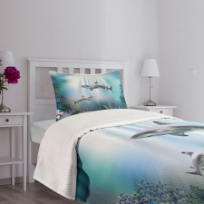 Sharks Coral Aquatic Bedspread Set