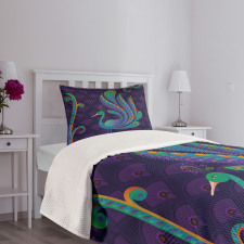 Oriental Bird Feather Bedspread Set