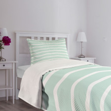 Wavy Lines White Striped Bedspread Set