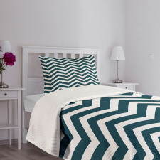 Zigzag Chevron Blue Lines Bedspread Set