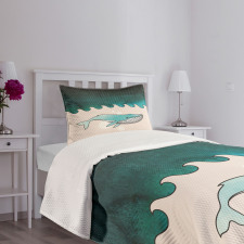 Fish Swimming Submarine Bedspread Set