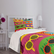 Colorful Pop Sunglasses Bedspread Set