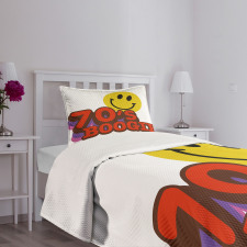 70s Boogie Funny Emoticon Bedspread Set