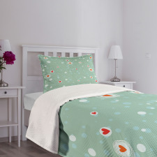 Sketch Circles and Hearts Bedspread Set