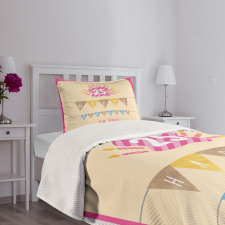 Flags Pink Frame Bedspread Set