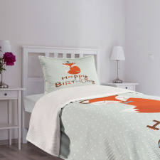 Fox Greeting Text Bedspread Set