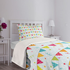 Birthday Party Flags Stars Bedspread Set