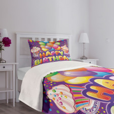 Cupcake Hearts Balloons Bedspread Set