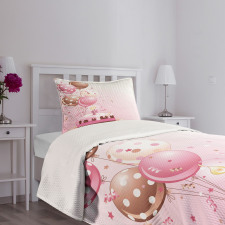 Strawberry Cake Balloons Bedspread Set