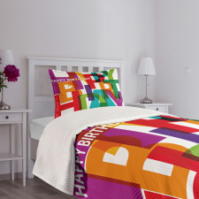 Broken Text Graphic Bedspread Set