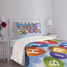 Balloons Letters Sky Bedspread Set