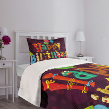 Party Objects as Letters Bedspread Set