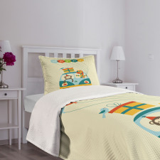 Hippie Birthday Van Bedspread Set