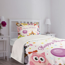 Birthday Party Owls Bedspread Set