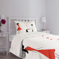 Couple with Hearts Bedspread Set