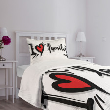 I Heart Family Pictogram Bedspread Set