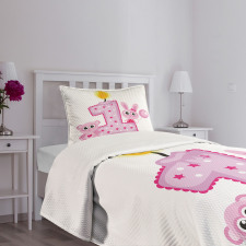 Girls Birthday Bunnies Bedspread Set