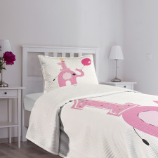 Girls Party Elephant Bedspread Set