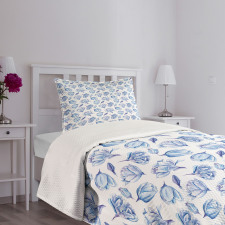 Watercolor Roses Buds Bedspread Set