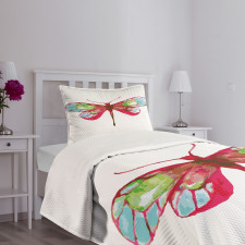 Watercolor Dragonfly Bedspread Set