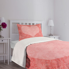 Pink Heart Damask Bedspread Set