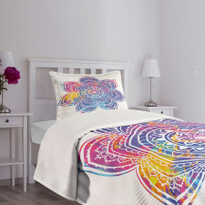 Vivid Colored Lotus Bedspread Set