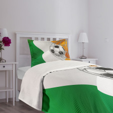 Soccer Ball in Net Goal Bedspread Set