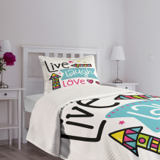 Kisses Hearts Bedspread Set