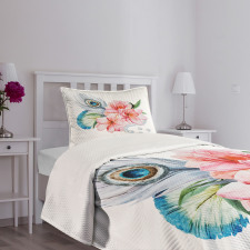 Peony and Peacock Bedspread Set