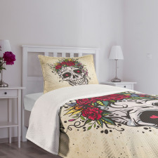 Boho Plant Skull Bedspread Set