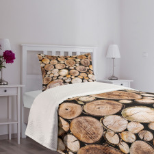 Wooden Logs Oak Tree Bedspread Set