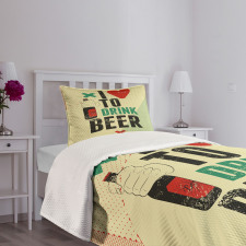 Love Beer Grunge Hand Bedspread Set