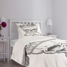 Skull Hip Hop Style Sketch Bedspread Set