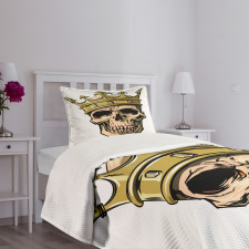 Skeleton Head with Crown Bedspread Set
